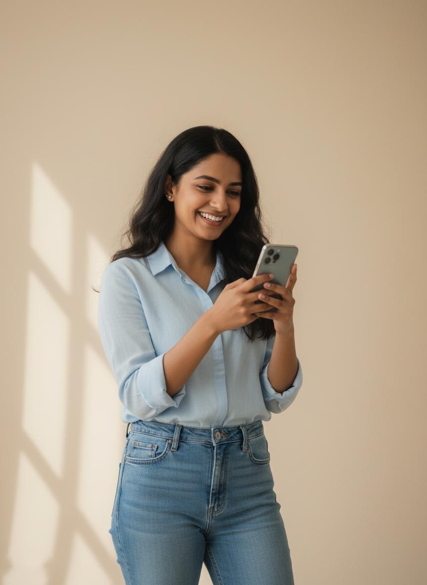 Woman entering loan details on phone